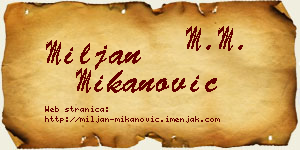 Miljan Mikanović vizit kartica